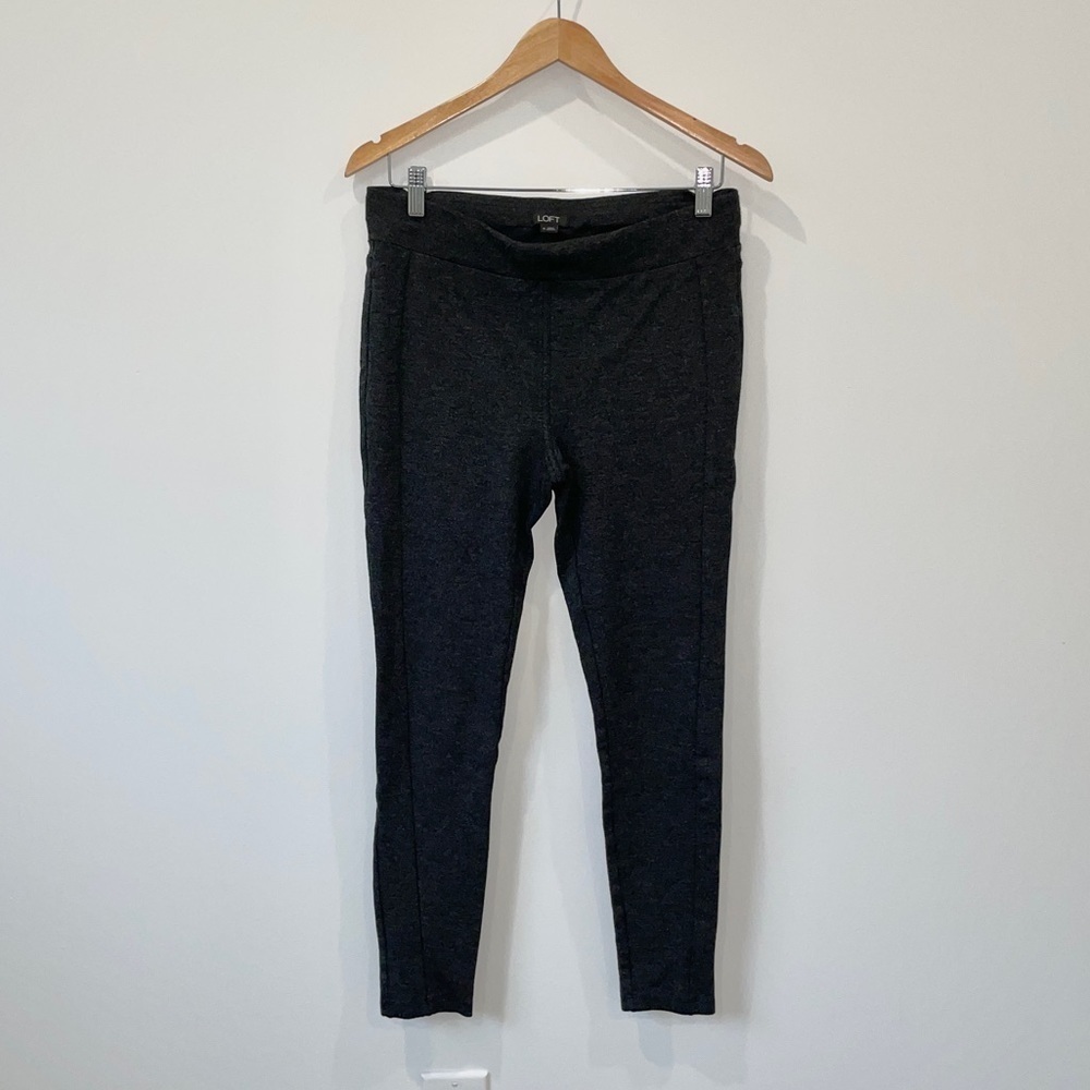 LOFT Dark Gray Skinny Pull On Stretch Pants